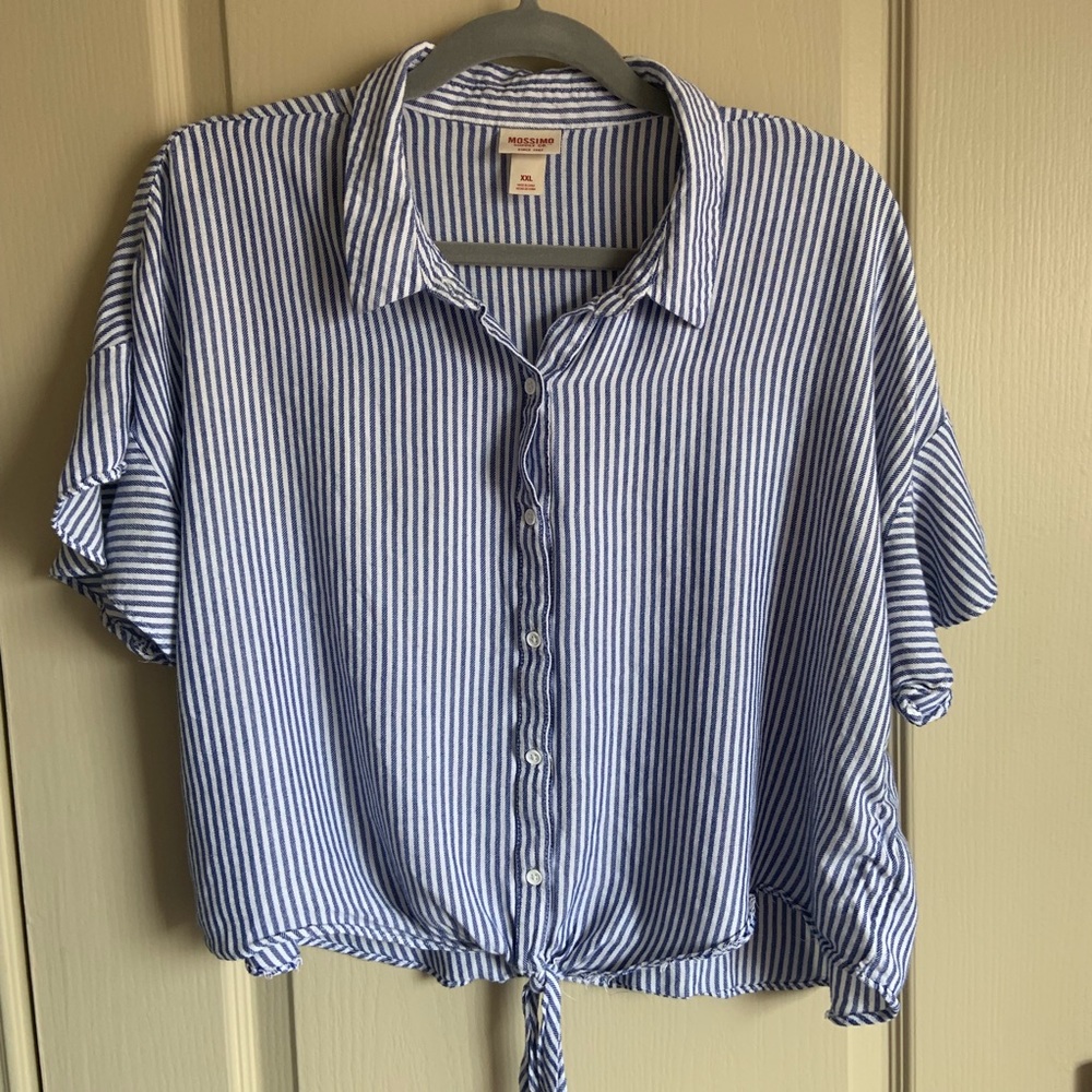 Striped button down crop top